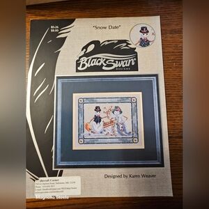 Black Swan Designs Snowman Snow Date Counted Cross Stitch Charted Design Leaflet
